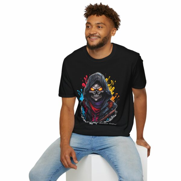 Skeleton Hood T-Shirt – Mysterious Urban Style VibeCurb – Streetwear Redefined 5