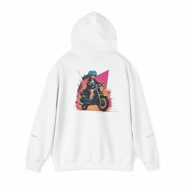 Girl with Blue Hair Riding a Motorcycle Hoodie VibeCurb – Streetwear Redefined 9