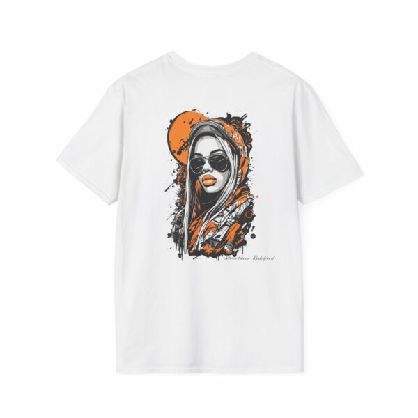 Orange Hood Girl Unisex T-Shirt – Urban Flair in Every Thread VibeCurb – Streetwear Redefined 7