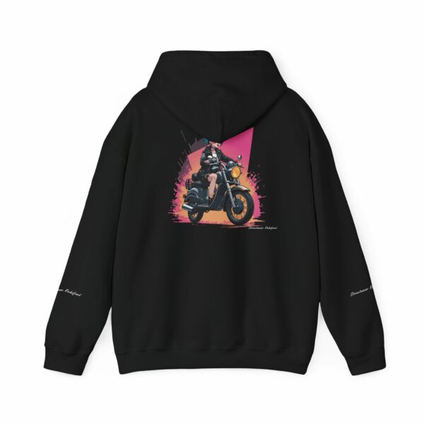 Girl with Blue Hair Riding a Motorcycle Hoodie VibeCurb – Streetwear Redefined 3